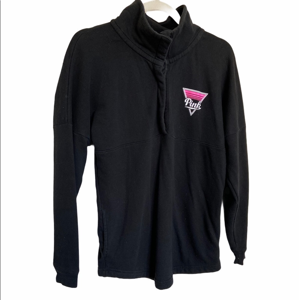 PINK Victoria’s Secret Varsity Quarter Snap Oversized Sweater - Picture 3 of 11